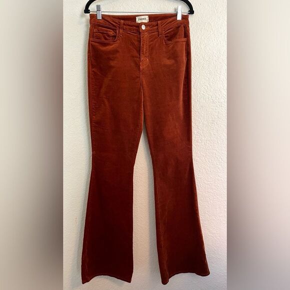 L’agence Bell high rise flare corduroy pant in rust brown. 29 - Picture 3 of 6